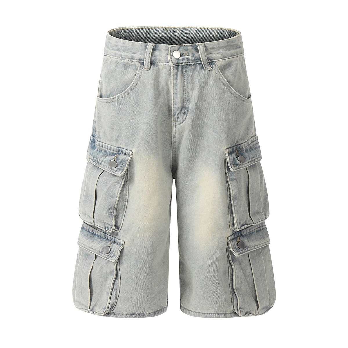 Men's 12.5 OZ Baggy Loose Cargo Capri Cropped Jeans