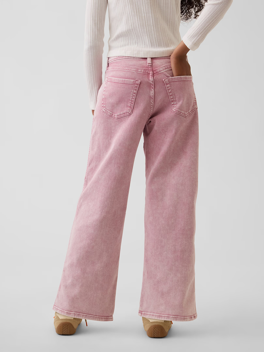 10 OZ Big Girls Y2K Pink Low Rise Wide Leg Cargo Jeans