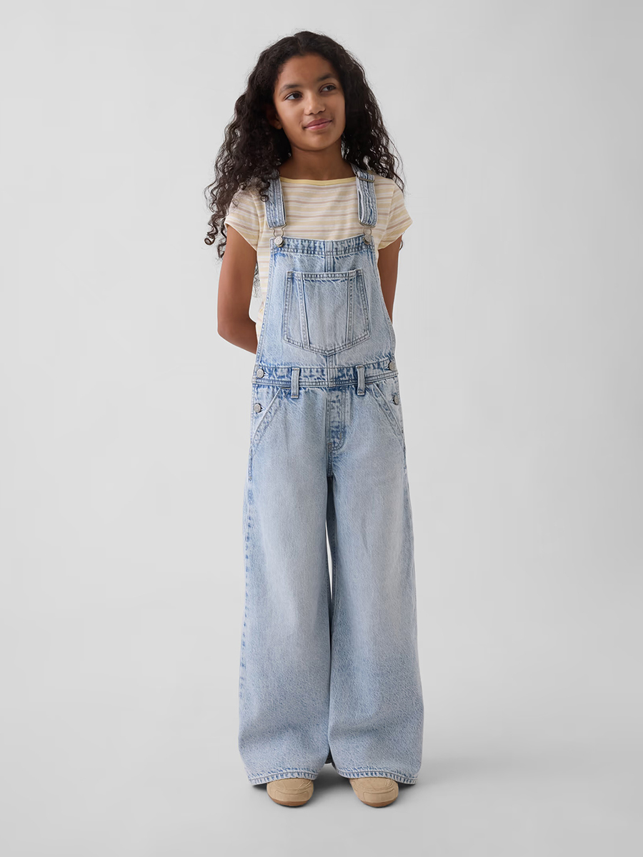 10.5 OZ Big Girls 70s Hippie Vintage Workwear Cargo Overalls