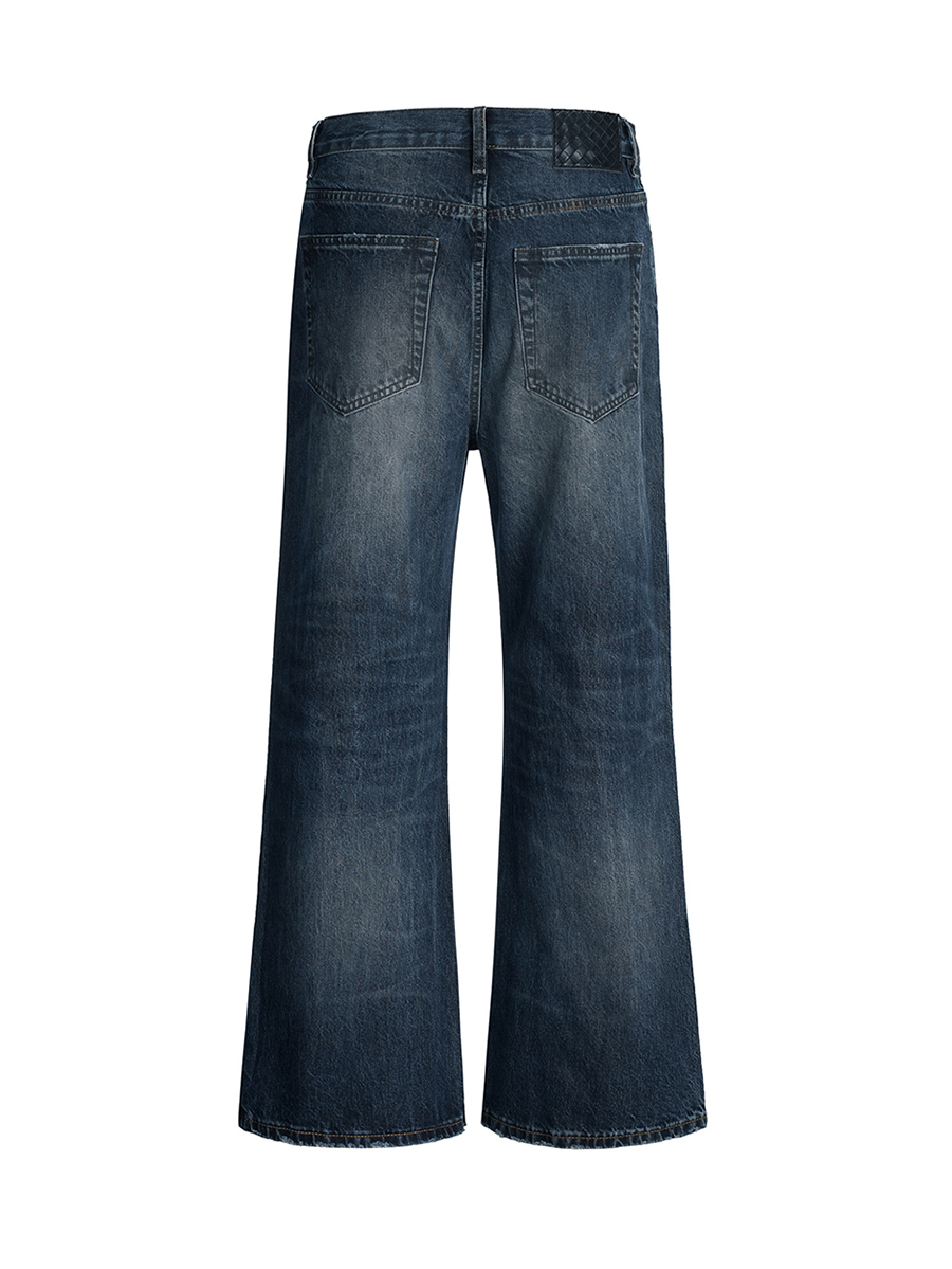 Men's 14.5 OZ 100% Cotton Blue Classic Five Pockets Bootcut Denim Jeans