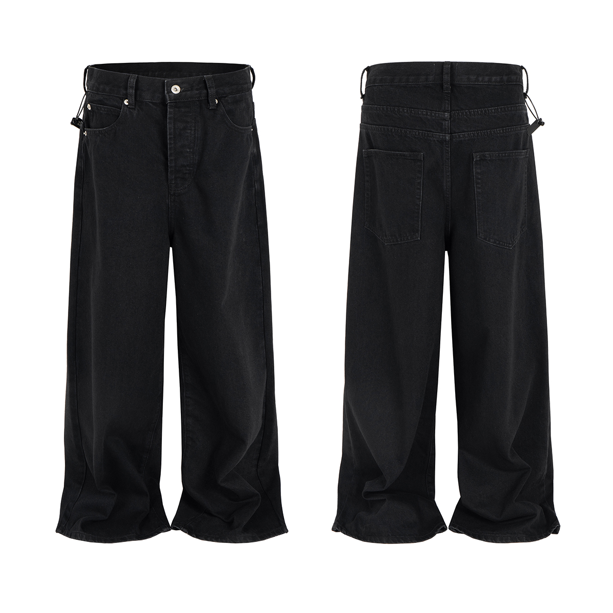 Men's 13.6 OZ Solid Black Baggy Jeans
